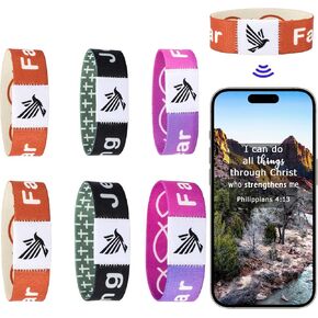 WALLFID 6 Pieces Set,Daily Bible Verse Bracelet,Bible Verse Bracelets,Smart Bracelet,Christian Bracelet for Men and Women,Faith Reminder,Comfortable Fit