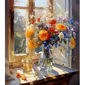 CHWGLFGG Paint by Numbers Kit for Adults On Canvas,DIY Easy Adult Paint by Number Kits Entrance Door with Flower,Paint by Color Acrylic Paint Painting Home Wall Decor 16x20inch (Without Frame)