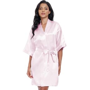 Women’s Short Satin Robes Lightweight Silky V-Neck Sleepwear,Wedding Bridal Party Bride Bridesmaid Bathrobes