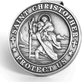 St Christopher Medal for Car,Visor Clips for Cars, Saint Christopher Medal, Guardian Angel Visor Clip, Catholic Gifts, Gifts for Loved Ones, Friends and New Drivers (1)