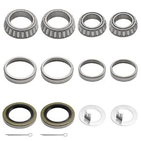 UOIENRT 2 Sets L44649 L68149 Trailer Axle Hub Bearings Kit with D-Style Spindle Tang Washers, 171255TB/10-19 Seals and Cotter Pins for 3500 Lbs 1-3/8'' to 1-1/16'' Trailer Axles