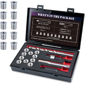 7/16-14 SAE Thread Repair Kit with Insert HSS Drill, Tap, Counterbore, Installation Driver, 10PCS Stainless Steel Insert 7/16-14X0.600 INCH