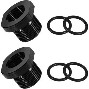 2PCS Threaded Conversion Metric Inserts, 1/2x28 to 5/8x24 Thread Repair Kits, Threaded Conversions and 4 Metal Washers, Black, Aluminum Alloy and Rubber, 0.87x0.75x0.63 Inch