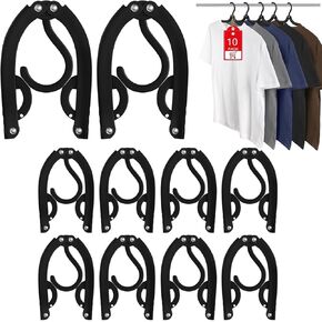 Foldable Travel Hangers 10 Pack w/10 Clips, Cruise Essentials 2025, Portable Hangers Collapsible Hanger Plastic, Travel Must Haves for Suitcase, Hotel, RV, Road Trip, Flying, Camping-Black(10 Pack)
