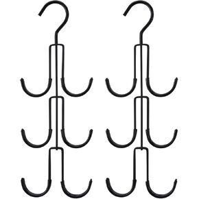 Non Slip Purse Hangers - 2 Pack, Handbag Hangers, Bag Keeper & Organizer with Soft Coated Hooks, Fits Up to Six Bags, Space Saving, Black