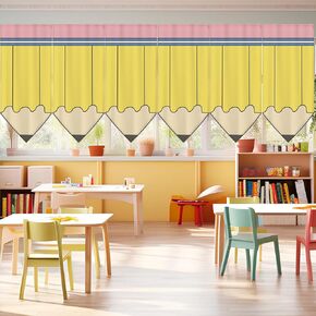 6 PCS School Classroom Stertains مرة أخرى إلى الفصول الدراسية الستائر الملونة لرياضة رياض الأطفال Daycare Primary Bedroom Room Decor (قلم رصاص)