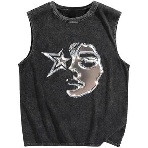 SOLY HUX Men's Graphic Tank Top Sleeveless Loose Shirt Vintage Streetwear Casual Tee Tops
