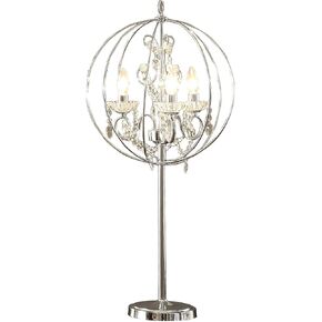 Benjara BM308928 31 in. Shine Chandelier Style Crystal & Metal Table Lamp Chrome