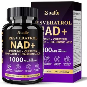 ملحق NAD ، ملحق NAD Resveratrol الشحمي ، يحتوي على البربرين ، وحمض ألفا ليبويك ، وحمض الهيالورونيك وكيرسيتين -دعم مضاد للشيخوخة ، وطول العمر ، والطاقة الخلوية ، والكبسولات البديلة NMN -120