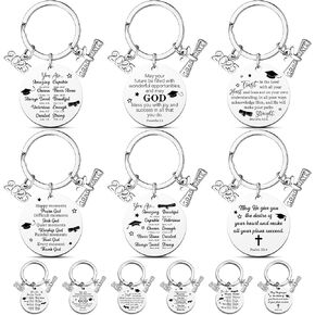 12 Pcs Graduation Gifts for Her Him Class of 2025 Graduation Keychain Bulk for University College Middle High School Religious Keychain Christian Inspirational Gifts for Women Men