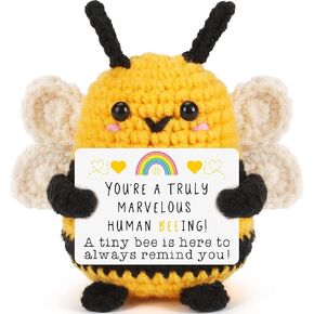 LEJIAJINW Thank You Teachers Appreciaiton Gifts for Women Men, Inspirational Cheer Up Positive Message Gift for Mom Mothers Day Grandma Mother's Day Sister Friends Crochet Bee Cute Collectible Doll