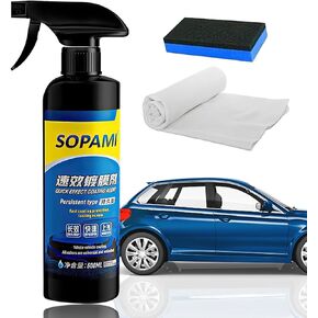 Car Coating Spray, 17.6 oz Quick Effect Coating Agent, Car Scratch Wax Coating Spray, Polish Spray Waterless Wash Wax, Oil Film Emulsion Glass Cleaner