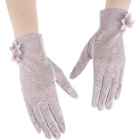 Women Short Lace Gloves Floral Gloves Touch Screen Driving Gloves Tea Party Gloves for Wedding Party