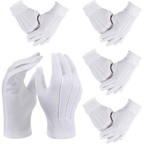 5 Pairs White Polyester Parade Gloves Uniform Gloves Mens Dress Glove for Police Funeral Server Church Usher