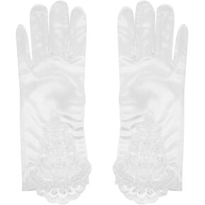 KESYOO 1 Pair Children's Gloves Girl Gloves Lace Gloves Little Gloves Banquets Gloves for Party Gloves for Gloves Girl Child White Accessories Polyester Flower Girl