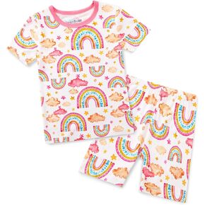 Bamboo Viscose Toddler Unicorn Mermaid Girls Kids Pajamas Short Sleeve Summer Cool Snug fit Pjs 12M-8Y 2pcs