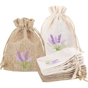 12 PCS Lavender Bags, Sachet Empty Bags Small Jute Bag with Drawstring Cotton Linen Pouch for Filling Spice Jewellery Wedding