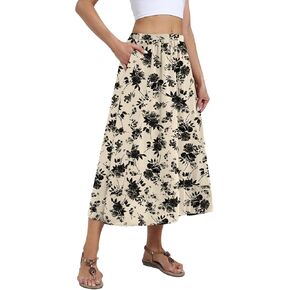 DB MOON WOMENS MIDI LEND SKIRT 2025 Business Casual Flowy A LINE TRISTS with Abomets Adquitions