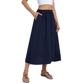 DB MOON Womens Midi Length Skirt 2025 Business Casual Flowy A Line Skirts with Pockets Teacher Outfits in Kuwait