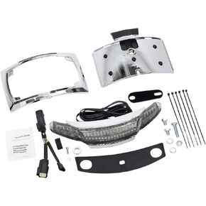 CIRO LED Latitude Tail Light and License Plate Holder with LIGHTSTRIKE - chrome with light smoke lens for motorcycles