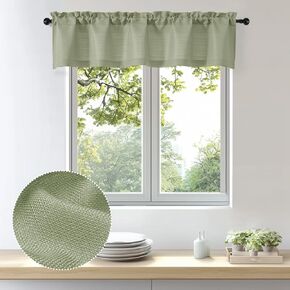 أويني بوب 1 PCS Sage Green Green Fances for Windows ، Buax Linen المطبخ المطبخ ستائر نافذة المطبخ الستائر لغرفة المعيش