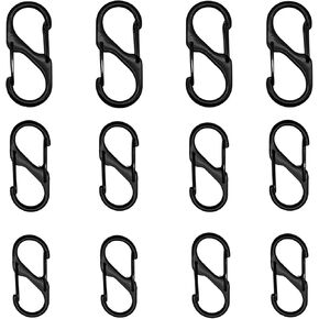 Zipper Lock Clips, 12pcs Mini S Carabiner Zipper Locks, Zipper Locks Anti Theft Clips, Backpack Lock Zipper, Anti-Theft Zipper Clips, for Backpack Handbag Luggage, Black- 3 Sizes