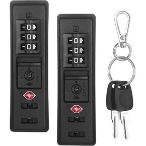 2 PCS TSA Certified Embedded TSA007 Zipper Luggage Locks, Suitable for PC, ABS, PP Rigid Zipper Luggage Case Password Lock Replacement, with 2PCS Spare TSA007 Key