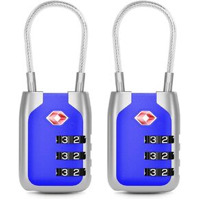 Joyway TSA Approved Luggage Lock, 3 Digit Combination Cable Lock with Alloy Body, Travel Combination Locks for Suitcases, Backpack and Golf Bag (Pink, 2Pack)