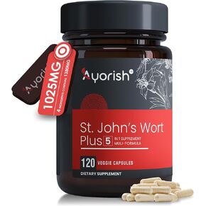 St Johns Wort Rhodiola Rosea Holy Basil Ashwagandha - دعم المزاج للنساء والرجال المصابين بفيتامين C & Black Pepper Extract - 120 CAPS