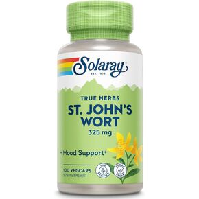 SOLARAY St Johns Wort 325 mg Whole Aerial - Health and Mood Support Supplement - 60-Day Money Back Guarantee - Non-GMO, Vegan, Lab Verified (180 VegCap, 180 Servings)