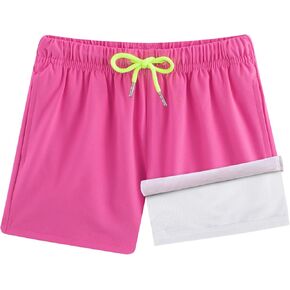 BRISIRA Boys Swim Trunks Bathing Suit Compression Boxer Brief Liner Anti-Chafe Swimsuit Swim Shorts Toddler Kids Youth Teen