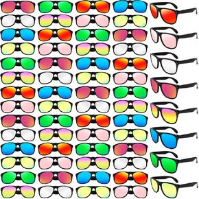 64 Pack Black Sunglass Sulk ، نظارات شمس بلاستيكية على طراز الثمانينيات ، نظارة شمسية للحفلات بكميات كبيرة للبالغين والمراهقين ، مفضلات حفلات الشاطئ الصيفية ، عيد ميلاد ، ديكور ، لوازم الزفاف
