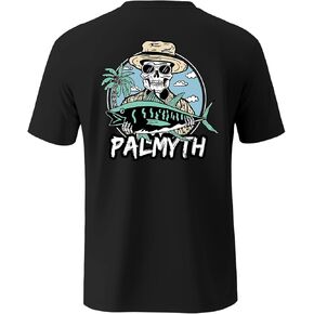 Palmyth Mens Fishing Shirts Short Sleeve UPF 50+ T-Shirt UV Sun Protection SPF Tee Quick Dry