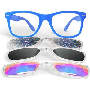 GloFX Snaps: Diffraction Rave Glasses | Heart, and Spiral Lenses | 3D Prisms, Heart Glasses, Spiral Glasses
