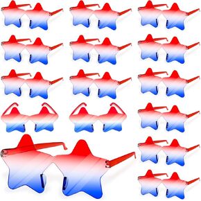 AMENON 20 Pairs 4th of July Sunglasses Star Rimless Red White Blue Accessories USA Patriotic Glasses, American Flag Party Favors 4th of July Supplies Memorial Day Independence Day Women Men Kid
