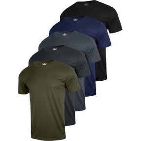 5 Pack Shirts for Men Moisture Wicking Workout Performance Dry Fit Mesh Gym Athletic Running T-Shirt
