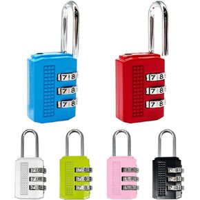 6 Pack Locks for Luggage, 3 Digit Combination Padlocks Luggage Locks in 6 Colors Suitcase Travel Locks DD024