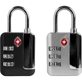 TSA Locks for Luggage, Small Combination Lock for Locker, 3 Digit Padlock Combination, TSA Approved Combo Padlocks for Gym Locker, Travel Suitcase, Gun Case, Storage Box (Black)