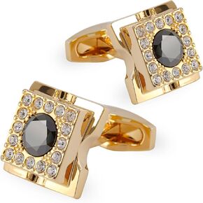 Sogee 18K Gold Gold Plated Black Cluflinks for Men Square Square Sedian Mens Cuff Links for Business حفل زفاف هدية فريدة من نوعها