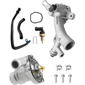 Aluminum Coolant Thermostat Housing＆Water Outlet kit Compatible with Chevy Curze 2011-2016 Sonic 2012-2020 Trax 2015-2020 Encore 2013-2020 Replace 25193922 902-846 902-808 34709