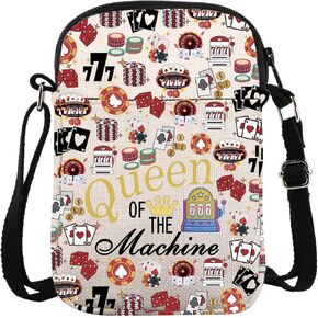ZJXHPO Casino Cross Body Bag Casino Gambling Lover Gift Queen Of The Machine Messenger Bag Slot Gambling Lucky Gift