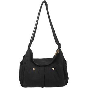 Canvas Messenger Bag Cute Crossbody Tote Bag Shoulder for Women Men for School Aesthetic Hobo with Multiple Pockets