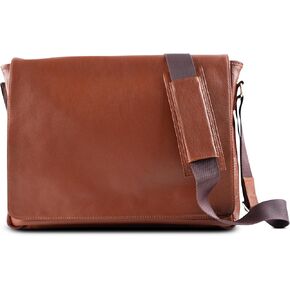 Leather Briefcase Messenger Bag for Men & Women - Luxury Full-Grain Brown Leather Satchel Bag – Vintage Laptop Bag for Work and Travel - Slim Crossbody Messenger Bag