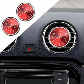 Mandark 2PCS Stick on Dashboard Car Clock, Mini Tiny Luminous Vehicle Air Vent Watchs with Self Adhesive & Clip, Auto Interior Decoration Vent Clocks Accessories, Universal for Most Cars (Red)