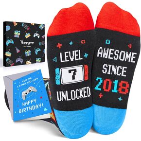 HAPPYPOP Birthday Gifts Socks Ideas - Birthday Gifts for Girls Boys, Birthday Presents for 7-12 Years Old with Greeting Card