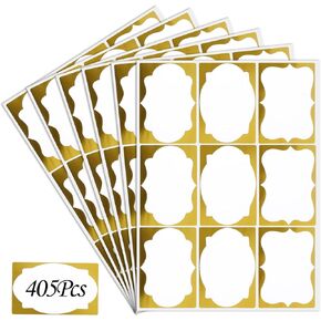 Utron 405pcs علامات الاسم الذهبي ، 2.25 "x 3.5" ملصقات علامة الاسم مع الحدود الذهبية ، علامات الأسماء للمدرسة ، المنزل ، المكتب ، الحفلة ، الاجتماع