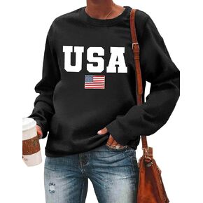 الولايات المتحدة الأمريكية للبلوزات نساء قميص العلم الأمريكي وطني Tshirt Stars Stripes Pullover 4th of July Teeps Tops in Kuwait