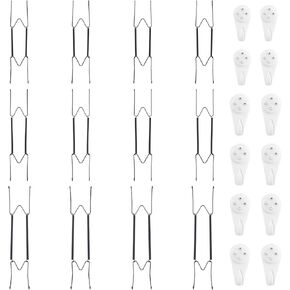 Bilillo 12-Piece Stainless Steel Wall Plate Hangers, 6/8/10Inch Invisible Decorative Wire Plate Holders, Gold
