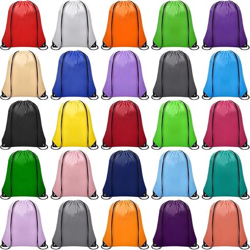 25 Pieces Drawstring Bags Bulk Drawstring Backpack Draw String Bag Cinch Sack for Gym Traveling Yoga Outdoor Sports (25 Colors) in Saudi Arabia