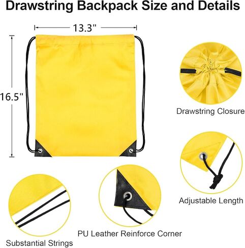 25 Pieces Drawstring Bags Bulk Drawstring Backpack Draw String Bag Cinch Sack for Gym Traveling Yoga Outdoor Sports (25 Colors) in Saudi Arabia